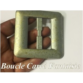 Boucle Ceinture Carré Argent et Doré  En 8 Cm A Coudre.