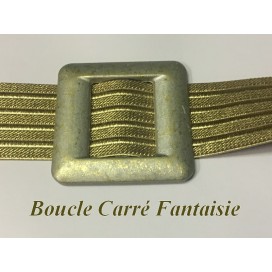 Boucle Ceinture Carré Argent et Doré  En 8 Cm A Coudre.