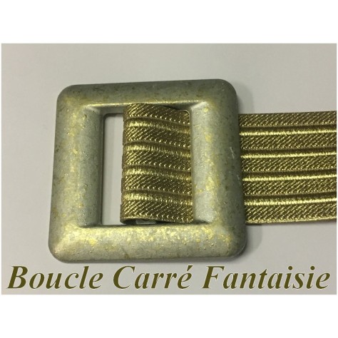 Boucle Ceinture Carré Argent et Doré  En 8 Cm A Coudre.
