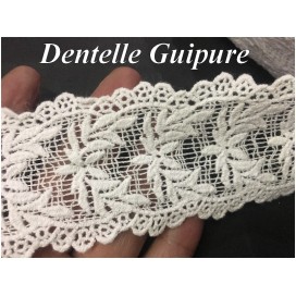 Galon Dentelle Guipure Blanche Au Mètre En 5,5 Cm  Pour Customisations Et Décorations