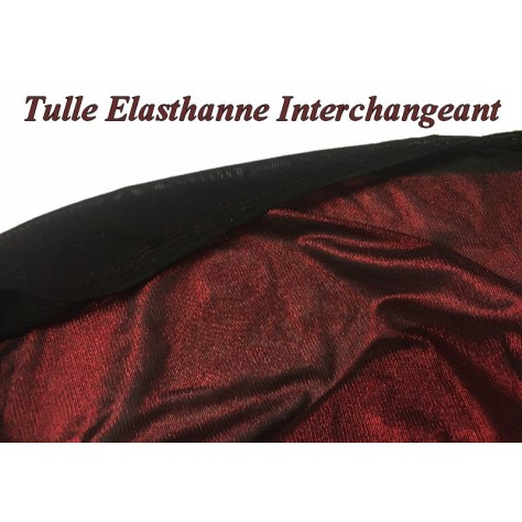 Tulle Résille Lycra En Lurex Rouge et Noir Interchangeant   pour justaucorps, Danse, Lingerie.