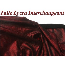 Tulle Résille Lycra En Lurex Rouge et Noir Interchangeant   pour justaucorps, Danse, Lingerie.