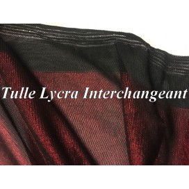 Tulle Résille Lycra En Lurex Rouge et Noir Interchangeant   pour justaucorps, Danse, Lingerie.