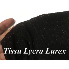 Tissu Lycra lurex Bronze Cuivre Sur Fond Noir A coudre