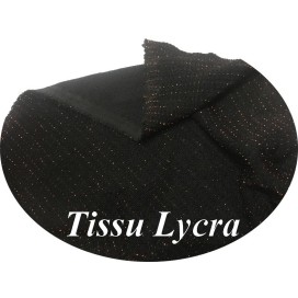 Tissu Lycra lurex Bronze Cuivre Sur Fond Noir A coudre