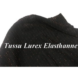 Tissu Lycra lurex Bronze Cuivre Sur Fond Noir A coudre