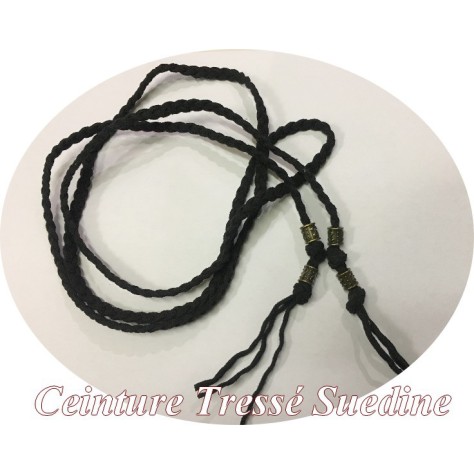 Ceinture Tressé En Suédine Noir A Pompons  Pour Décorations Et Customisations De vetements