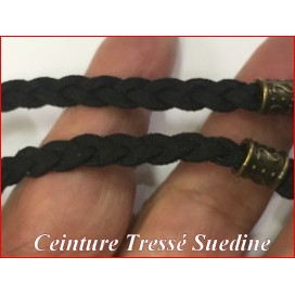 Ceinture Tressé En Suédine Noir A Pompons  Pour Décorations Et Customisations De vetements