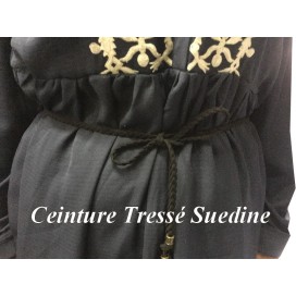 Ceinture Tressé En Suédine Noir A Pompons  Pour Décorations Et Customisations De vetements