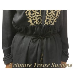 Ceinture Tressé En Suédine Noir A Pompons  Pour Décorations Et Customisations De vetements