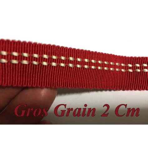 Ruban Gros Grain Rouge en 2 cm Fantaisie A Coudre.