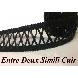 Ruban Entre Deux En Simili Cuir Mat Noir en 4 cm Au Mètre A Coudre.