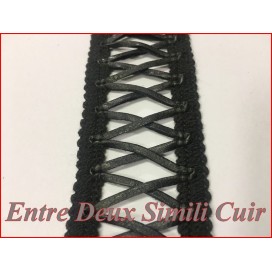 Ruban Entre Deux En Simili Cuir Mat Noir en 4 cm Au Mètre A Coudre.