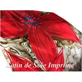 Tissu Satin De Soie Imprimé En Motif Fleurs Au Mètre Couture