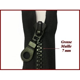 Fermeture Eclair A Glissière 45 Cm Noir Ouvrable Grosse maille de 7 mm En Plastique Injecté A Coudre.