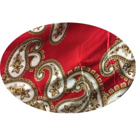 Tissu Satin Imprimé En  motifs   Cashemire Rouge Pour Fabrication de vetements et customisations.