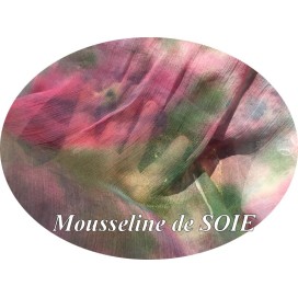 Tissu Mousseline de Soie Imprimé Floral  fondueHaute Couture Multicolor Au Mètre.