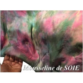 Tissu Mousseline de Soie Imprimé Floral  fondueHaute Couture Multicolor Au Mètre.
