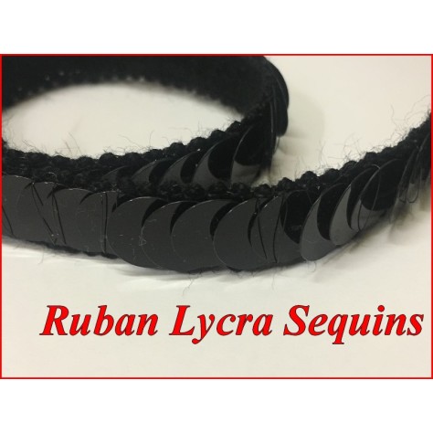 Ruban Sequins Lycra Noir en 12 mm Pour Décorations et Customisations.