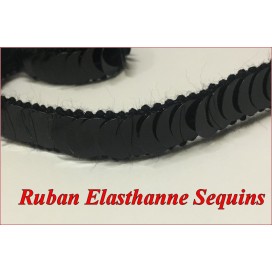 Ruban Sequins Lycra Noir en 12 mm Pour Décorations et Customisations.