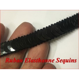 Ruban Sequins Lycra Noir en 12 mm Pour Décorations et Customisations.