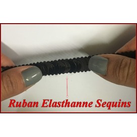 Ruban Sequins Lycra Noir en 12 mm Pour Décorations et Customisations.