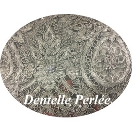 Dentelle Perlée Gris Perle En Grande Largeur , Pour Robes De Cerémonie, Bustier Et Lingerie De Luxe.