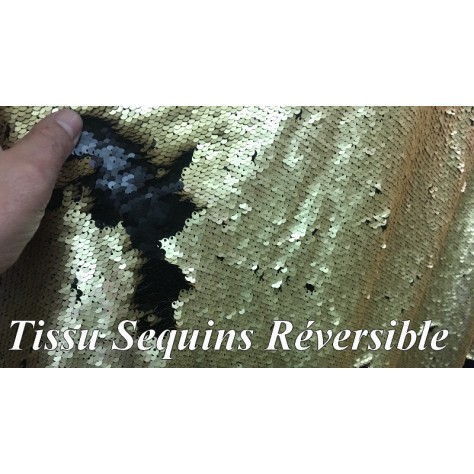 Tissu Sequins Paillette Doré Or Mat Réversible Au Mètre, En grande Largeur, Multicolor.