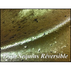 Tissu Sequins Paillette Doré Or Mat Réversible Au Mètre, En grande Largeur, Multicolor.