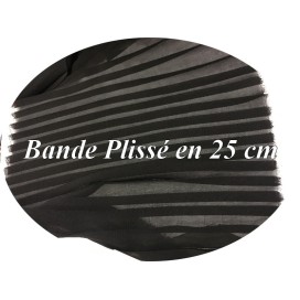 Bande De Tissu Plissé En mousseline noir  Au mètre  De 25 Cm De Largeur A Coudre, Pour Décoration et Customisation.