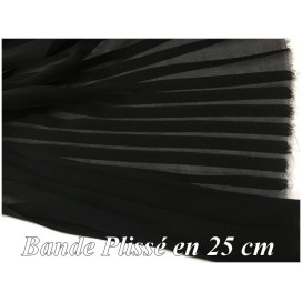 Bande De Tissu Plissé En mousseline noir  Au mètre  De 25 Cm De Largeur A Coudre, Pour Décoration et Customisation.