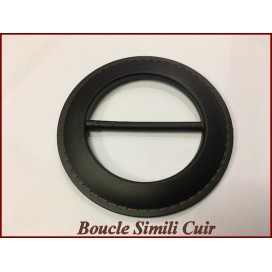 Boucle Ceinture Ronde Simili Cuir Marron En 9 Cm A Coudre.