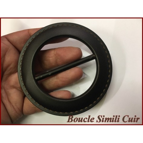 Boucle Ceinture Ronde Simili Cuir Marron En 9 Cm A Coudre.