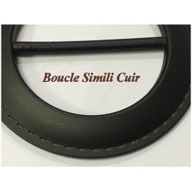 Boucle Ceinture Ronde Simili Cuir Marron En 9 Cm A Coudre.
