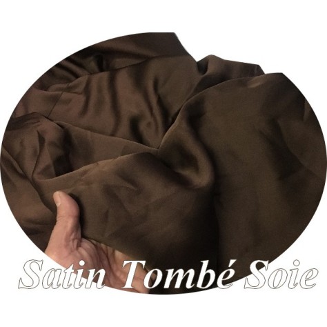 Tissu Satin marron Choco Tombé Soie Au Mètre