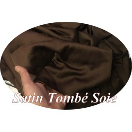 Tissu Satin marron Choco Tombé Soie Au Mètre