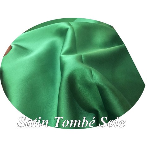 Tissu Satin Vert Emeraude Tombé Soie Au Mètre