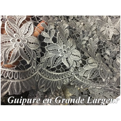 Guipure Gris Perle Au Mètre En Grande Largeur.