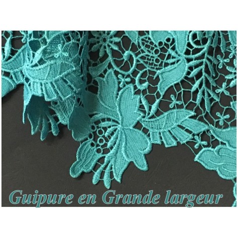 Guipure Vert Canard Au Mètre En Grande Largeur.