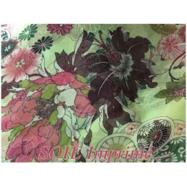 Tissu Mousseline de Soie Imprimé Floral Haute Couture Multicolor Au Mètre.
