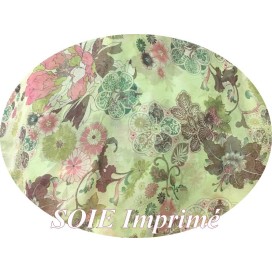 Tissu Mousseline de Soie Imprimé Floral Haute Couture Multicolor Au Mètre.