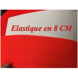 Elastique Orange Fluo Plat Au Mètre en 8 Cm De Large Pour La Couture.