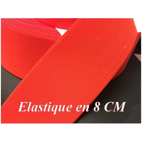 Elastique Orange Fluo Plat Au Mètre en 8 Cm De Large Pour La Couture.