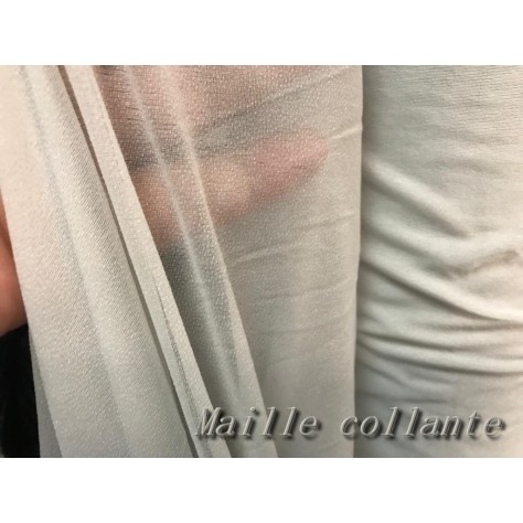 Thermocollant Gris Perle Au Mètre, En Maille Collante  En Grande Largeur