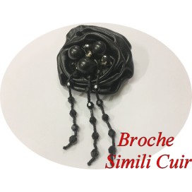Fleurs Noir Broche  En Simili Cuir  A coudre Pour La Décoration Et Customisation