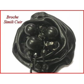 Fleurs Noir Broche  En Simili Cuir  A coudre Pour La Décoration Et Customisation