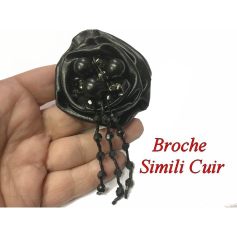 Fleurs Noir Broche  En Simili Cuir  A coudre Pour La Décoration Et Customisation