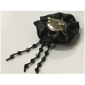 Fleurs Noir Broche  En Simili Cuir  A coudre Pour La Décoration Et Customisation