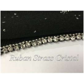 Ruban Strass Cristal Au Mètre Sur Ruban Gros Grain Noir