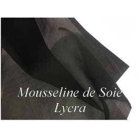Mousseline De Soie Lycra Stretch Noir Couture  Au Mètre.